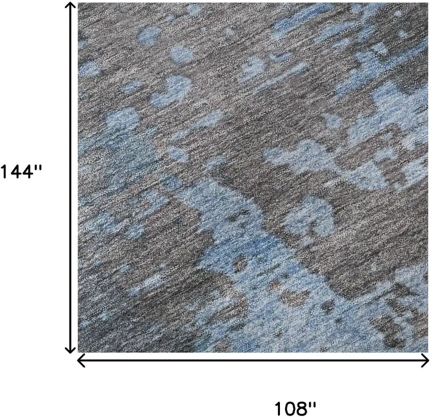 Teal Taupe And Blue Abstract Washable Area Rug With UV Protection Photo 8