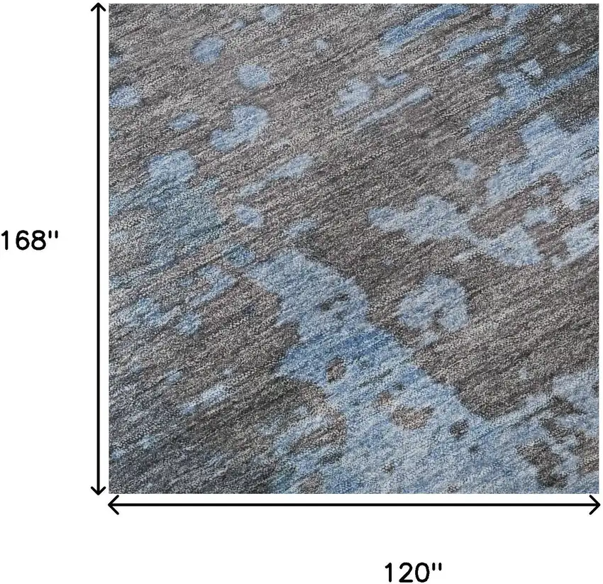 Teal Taupe And Blue Abstract Washable Area Rug With UV Protection Photo 8