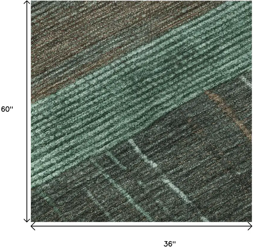 Teal Taupe And Sage Striped Washable Area Rug With UV Protection Photo 9