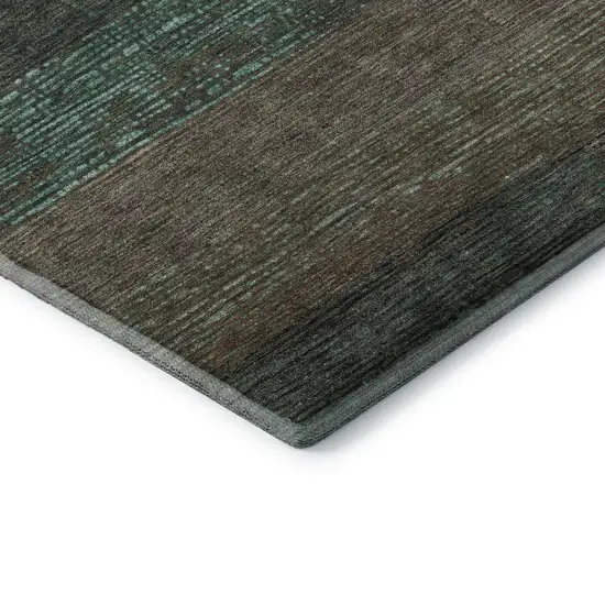 Teal Taupe And Sage Striped Washable Area Rug With UV Protection Photo 7