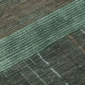 Photo of Teal Taupe And Sage Striped Washable Area Rug With UV Protection