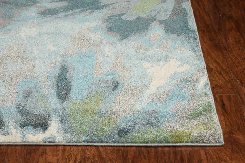Teal Tropical Flower Indoor Area Rug Photo 3