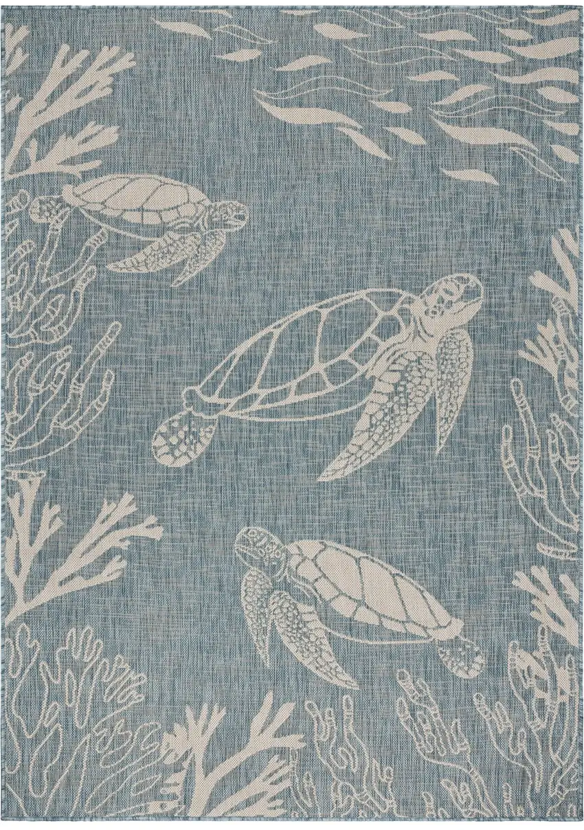 Teal Turtle Indoor Outdoor Area Rug Photo 6