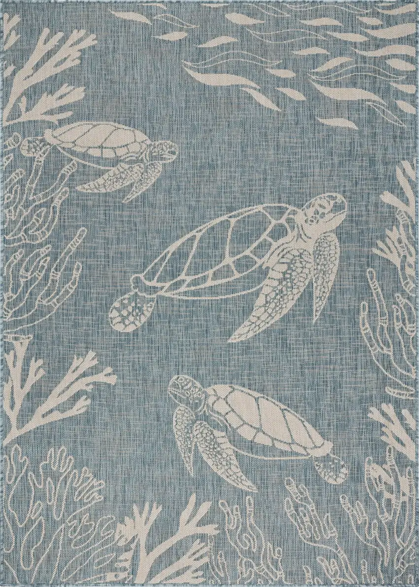 Teal Turtle Indoor Outdoor Area Rug Photo 1
