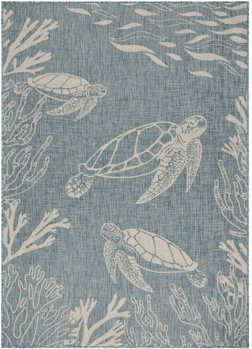 Blue And Gray Indoor Outdoor Area Rug Photo 1