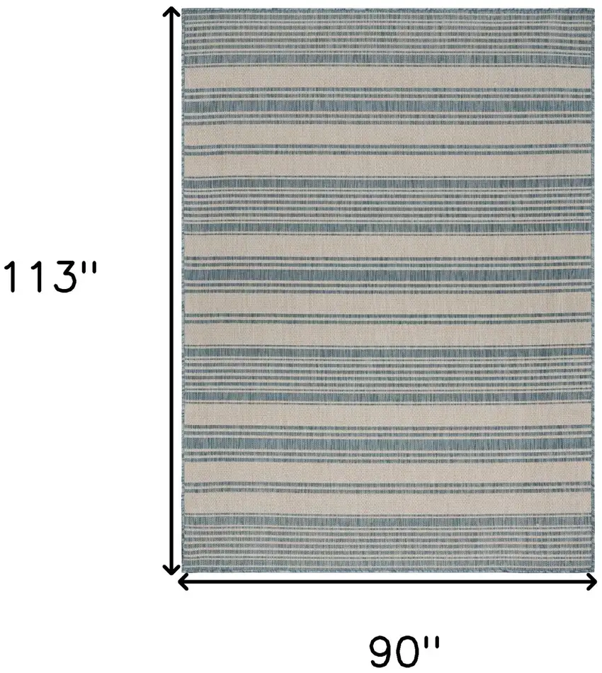 Teal Uneven Striped Indoor Outdoor Area Rug Photo 9