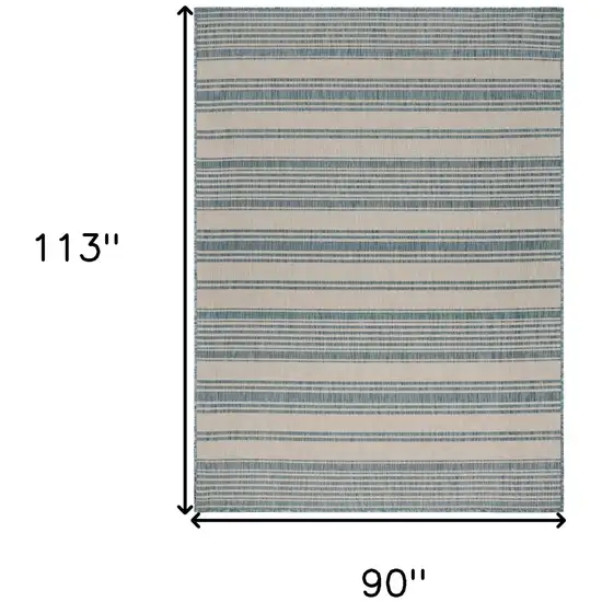 Teal Uneven Striped Indoor Outdoor Area Rug Photo 9