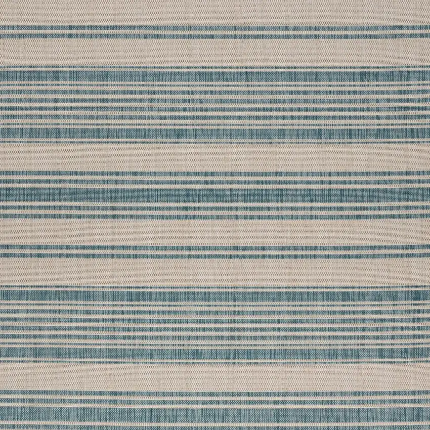 Teal Uneven Striped Indoor Outdoor Area Rug Photo 2