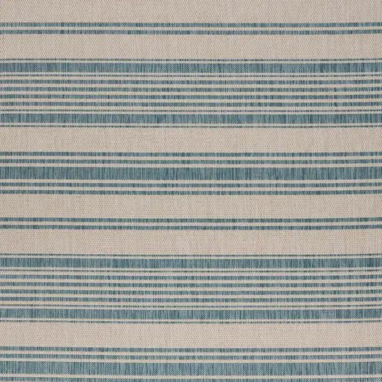 Teal Uneven Striped Indoor Outdoor Area Rug Photo 2