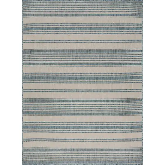 Teal Uneven Striped Indoor Outdoor Area Rug Photo 1