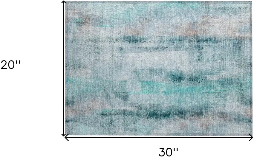 Teal Washable Non Skid Indoor Outdoor Area Rug Photo 3