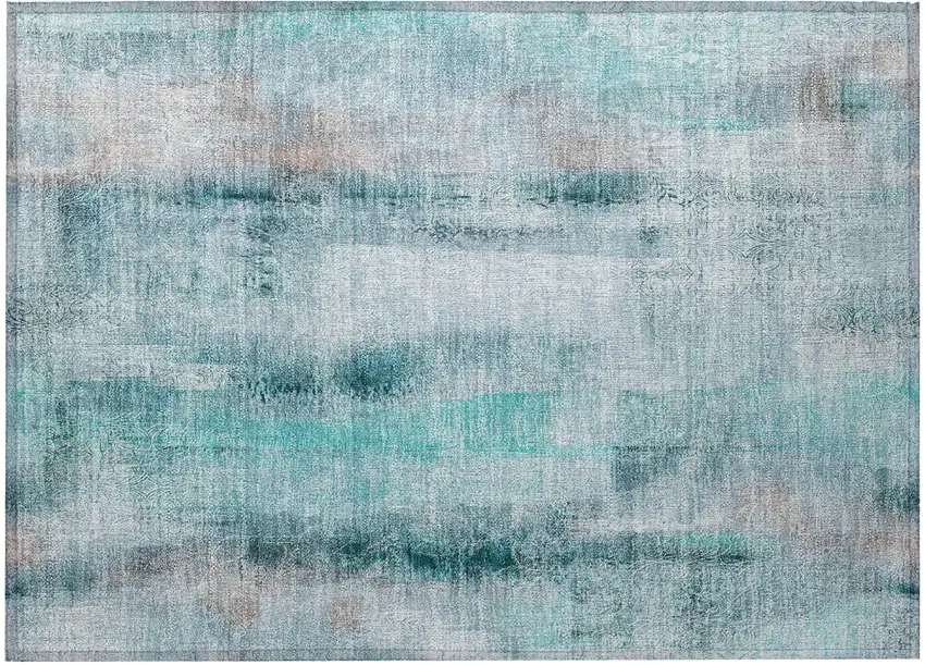 Teal Washable Non Skid Indoor Outdoor Area Rug Photo 5