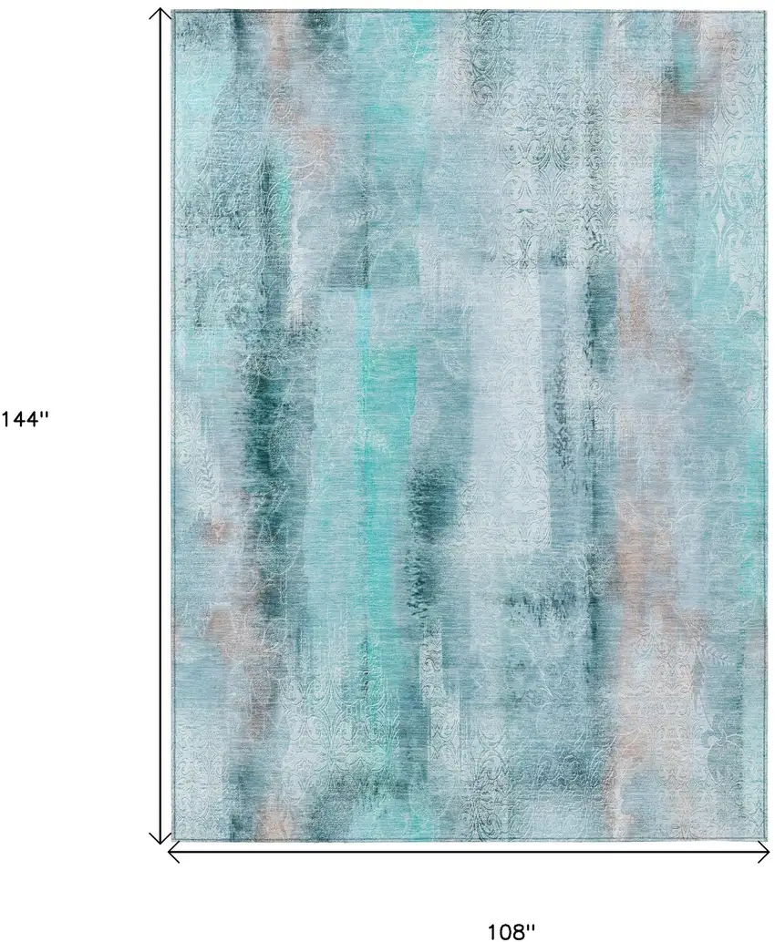 Teal Washable Non Skid Indoor Outdoor Area Rug Photo 3
