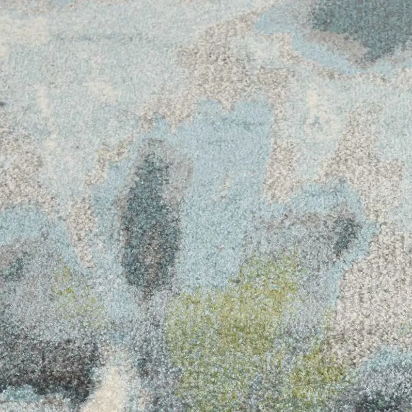 Teal Watercolor Leaves Area Rug Photo 4