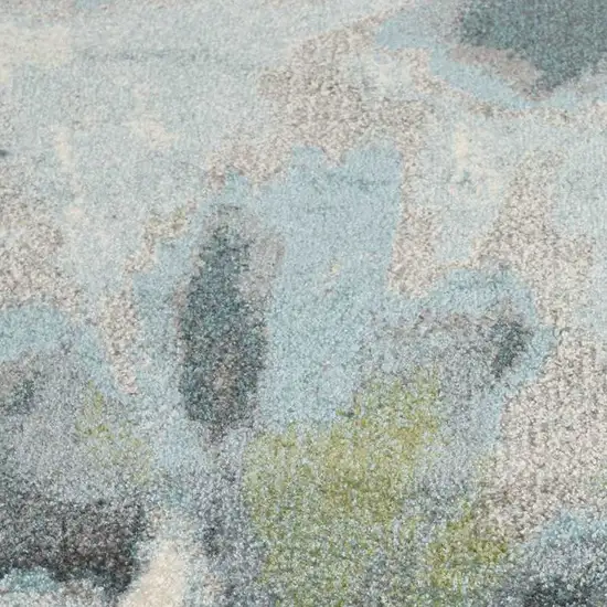 Teal Watercolor Leaves Area Rug Photo 4
