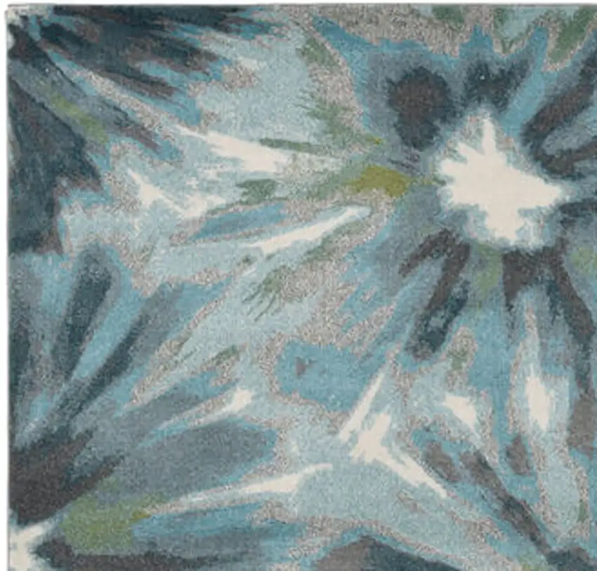 Teal Watercolor Leaves Area Rug Photo 4
