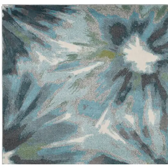 Teal Watercolor Leaves Area Rug Photo 4