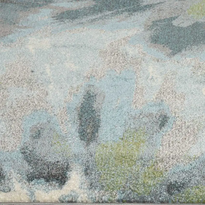 Teal Watercolor Leaves Area Rug Photo 5