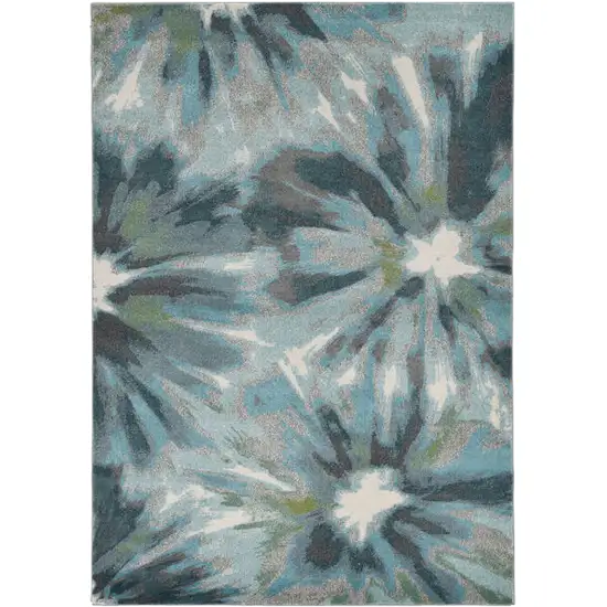 Teal Watercolor Leaves Area Rug Photo 6