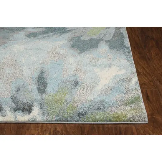 Teal Watercolor Leaves Area Rug Photo 2