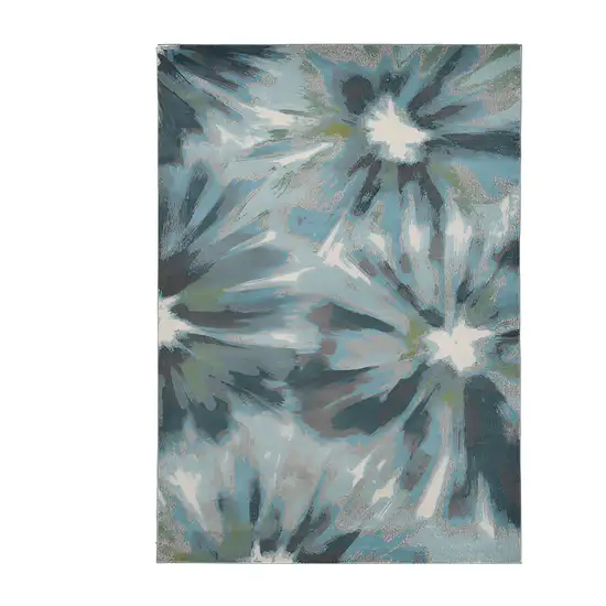Teal Floral Area Rug Photo 1