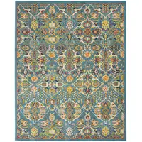 Photo of Teal and Gold Floral Power Loom Area Rug