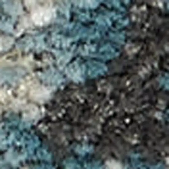 Teal and Ivory Abstract Non Skid Area Rug Photo 3