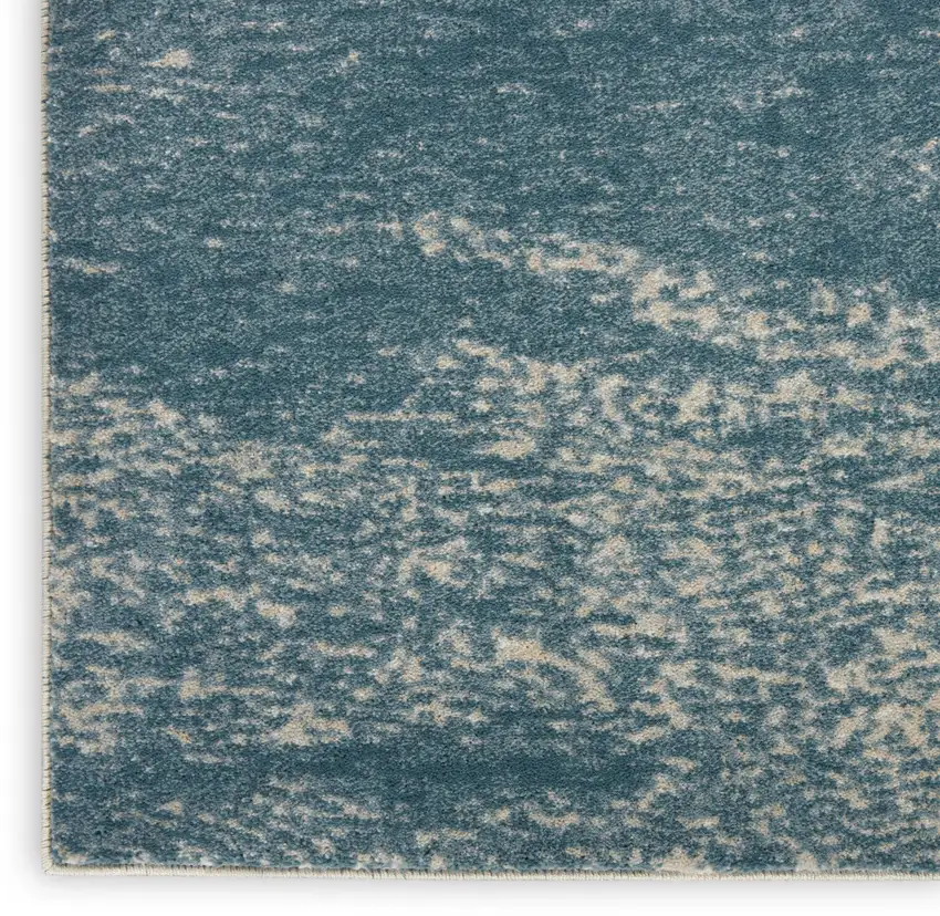 Teal and Ivory Abstract Non Skid Area Rug Photo 8