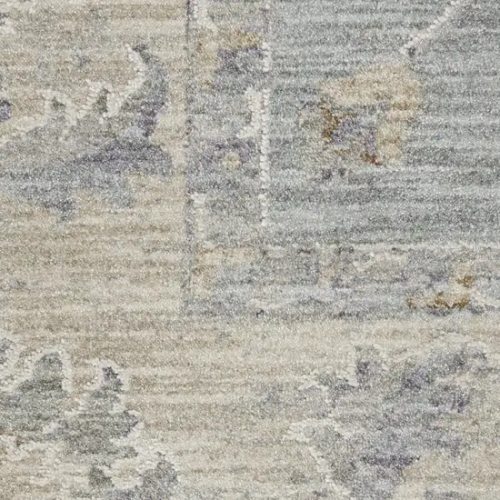 Teal and Ivory Floral Power Loom Area Rug Photo 3