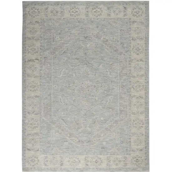 Teal and Ivory Floral Power Loom Area Rug Photo 7