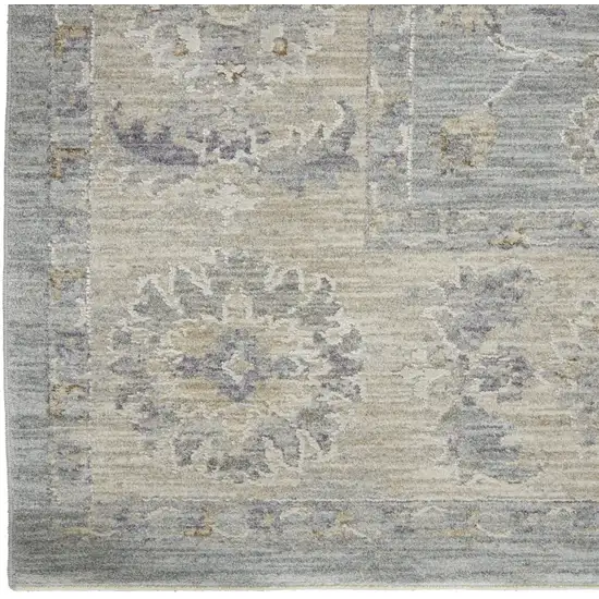 Teal and Ivory Floral Power Loom Area Rug Photo 9