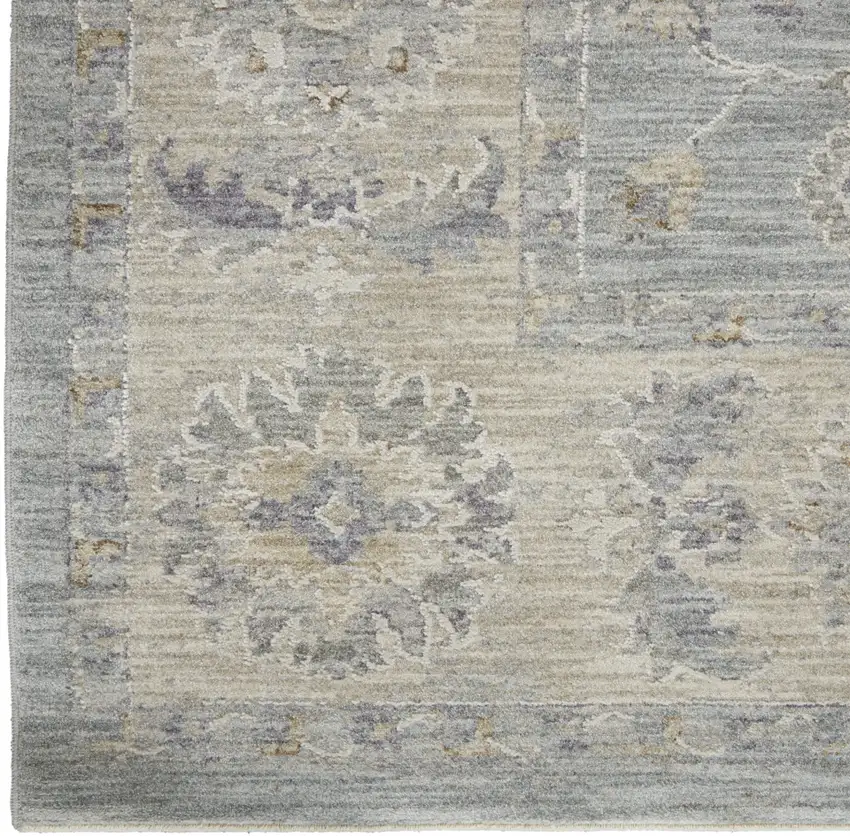 Teal and Ivory Floral Power Loom Area Rug Photo 9