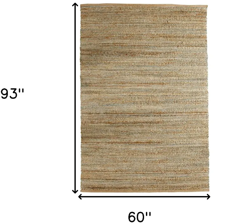 Teal and Natural Braided Jute Area Rug Photo 4