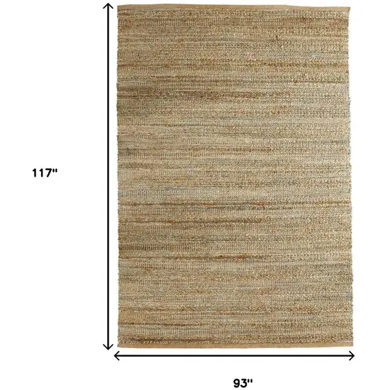 Teal and Natural Braided Jute Area Rug Photo 9