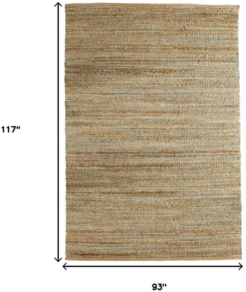 Teal and Natural Braided Jute Area Rug Photo 9