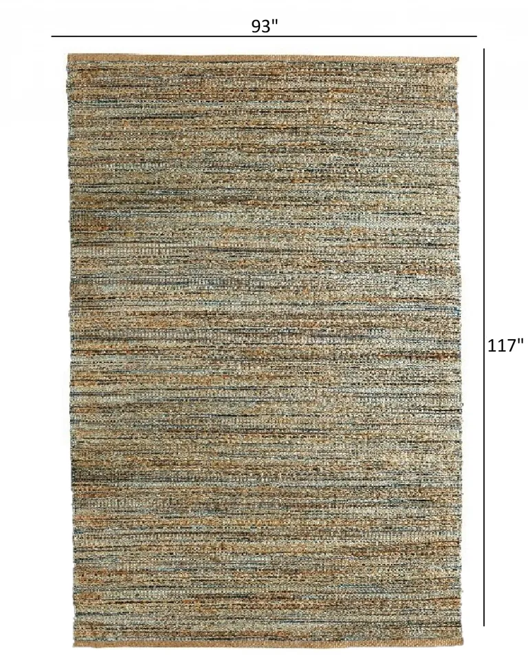 Teal and Natural Braided Jute Area Rug Photo 4