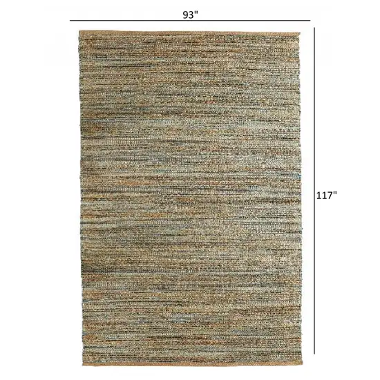 Teal and Natural Braided Jute Area Rug Photo 4