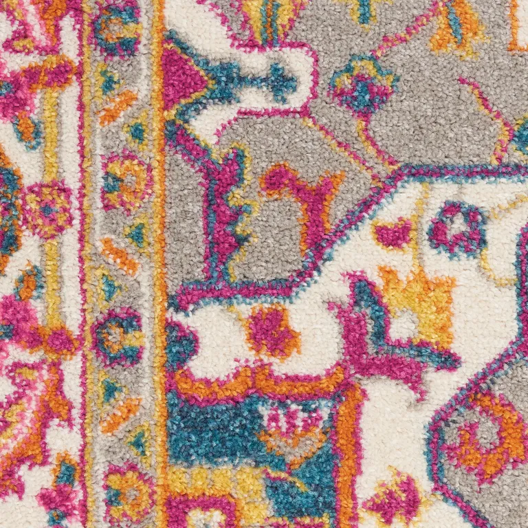Teal and Pink Medallion Area Rug Photo 4