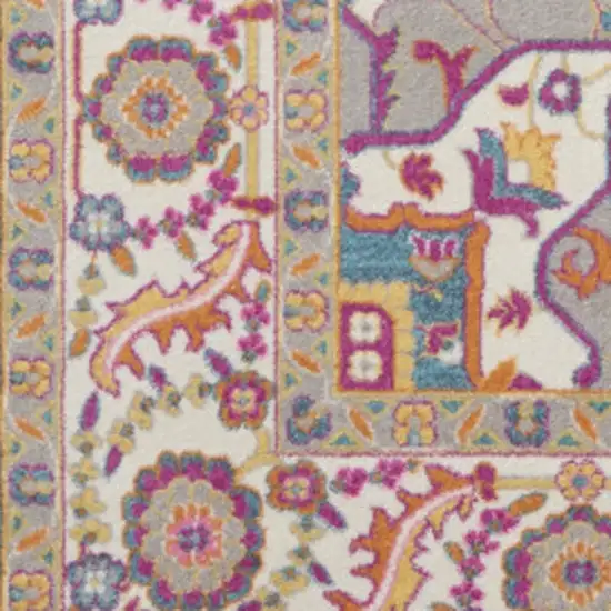 Teal And Ivory Medallion Distressed Area Rug Photo 1