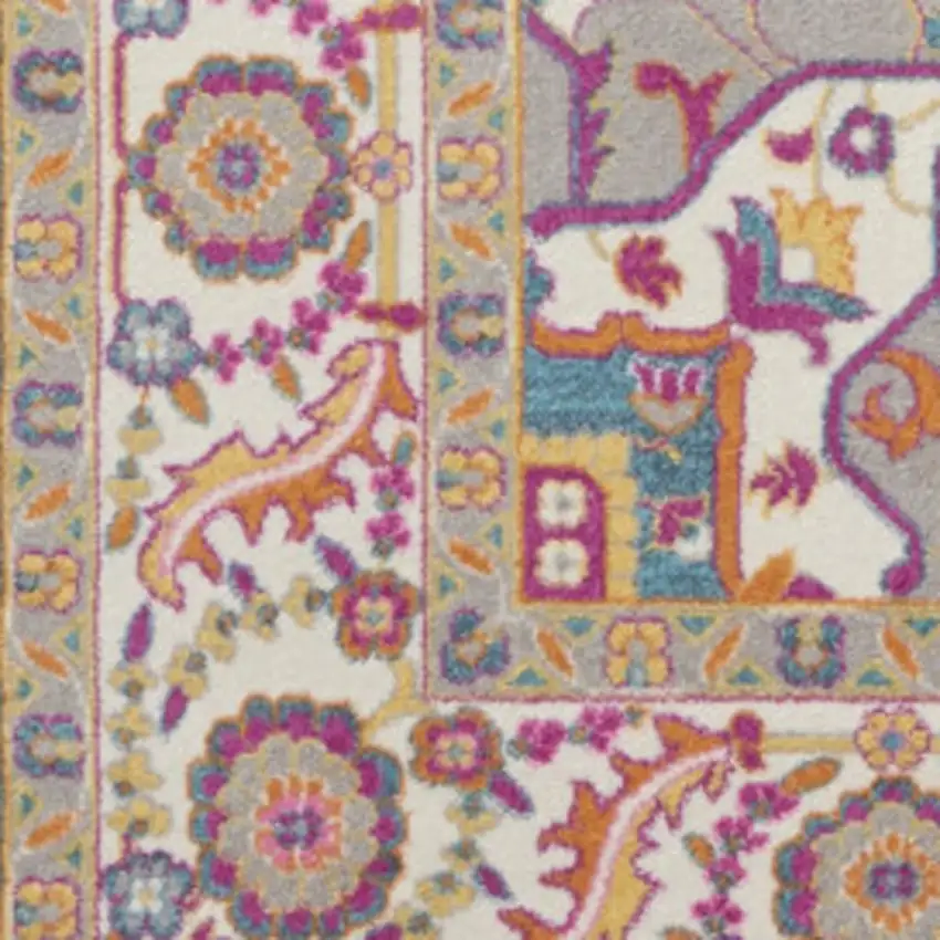 Teal And Ivory Medallion Distressed Area Rug Photo 1