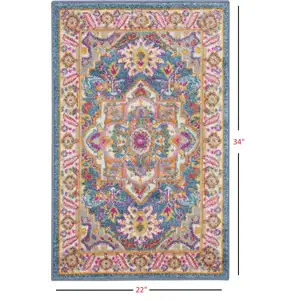 Photo of Teal and Pink Medallion Scatter Rug
