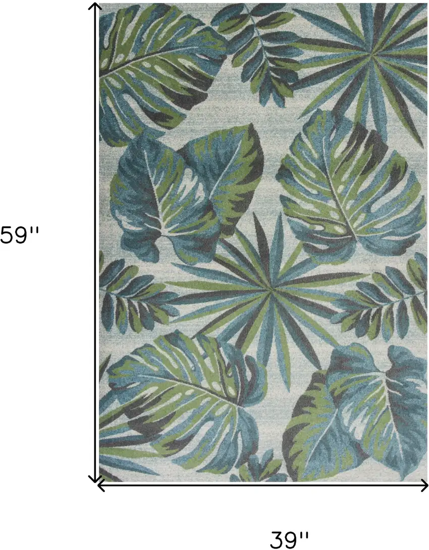 Teal Or Green Tropical Polypropylene Area Rug Photo 8
