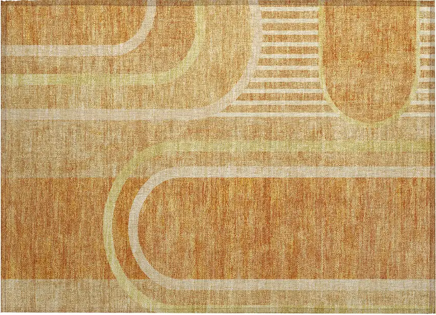 Terra Cotta Abstract Washable Non Skid Indoor Outdoor Area Rug Photo 2