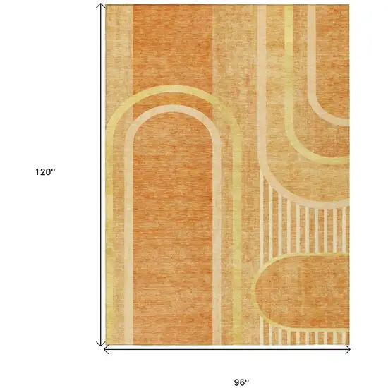 Terra Cotta Abstract Washable Indoor Outdoor Area Rug Photo 3