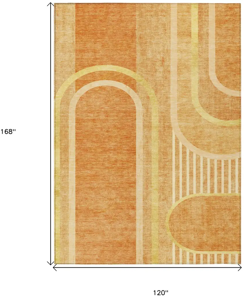 Terra Cotta Abstract Washable Indoor Outdoor Area Rug Photo 3