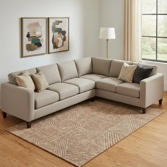 Terra Cotta And Beige Abstract Geometric Washable Area Rug With UV Protection Photo 1