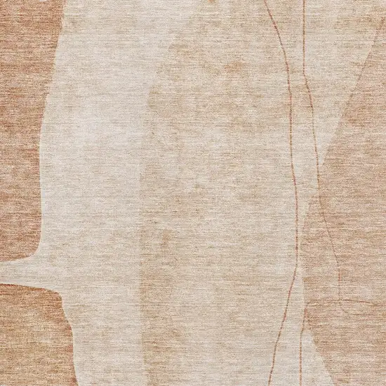 Terra Cotta And Beige Abstract Washable Area Rug With UV Protection Photo 4