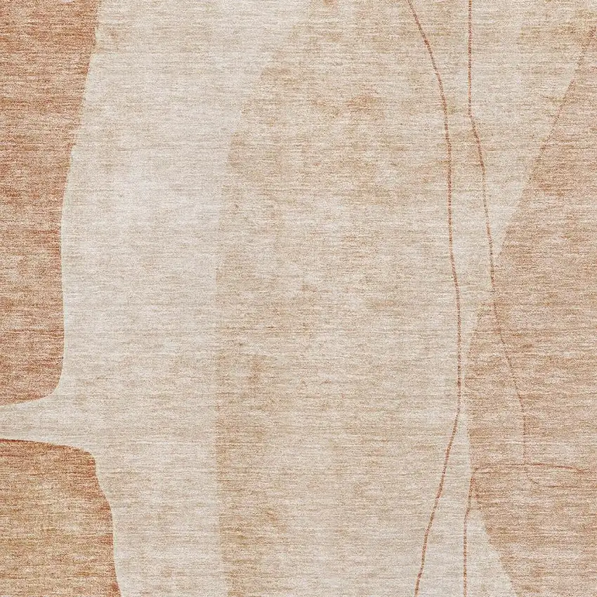 Terra Cotta And Beige Abstract Washable Area Rug With UV Protection Photo 4