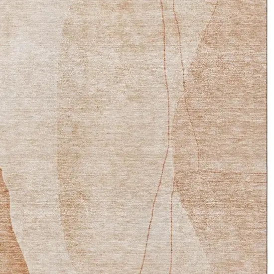Terra Cotta And Beige Abstract Washable Area Rug With UV Protection Photo 4