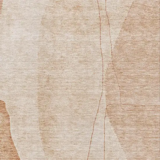 Terra Cotta And Beige Abstract Washable Area Rug With UV Protection Photo 5